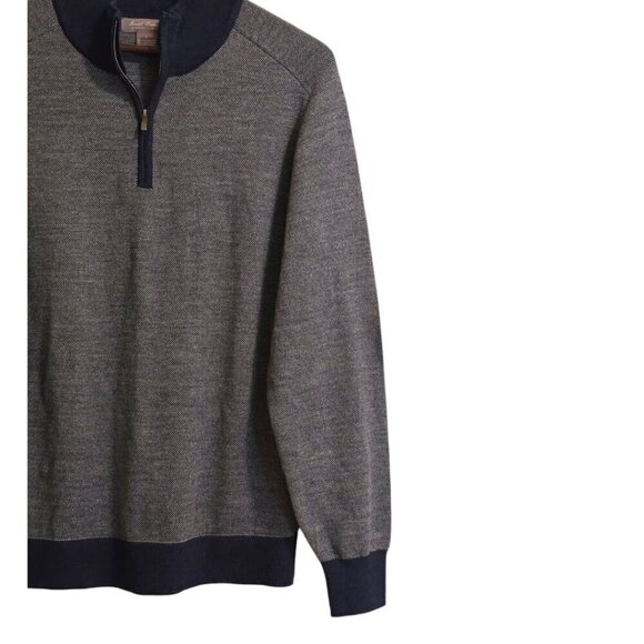 Daniel Cremieux Signature Collection Navy Merino Wool Quarter Zip Sweater Sz L - Picture 3 of 7